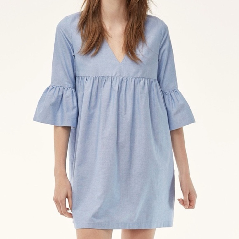 Aritzia Sunday Best Babydoll Bell Sleeve Mini Dress with Pockets XS